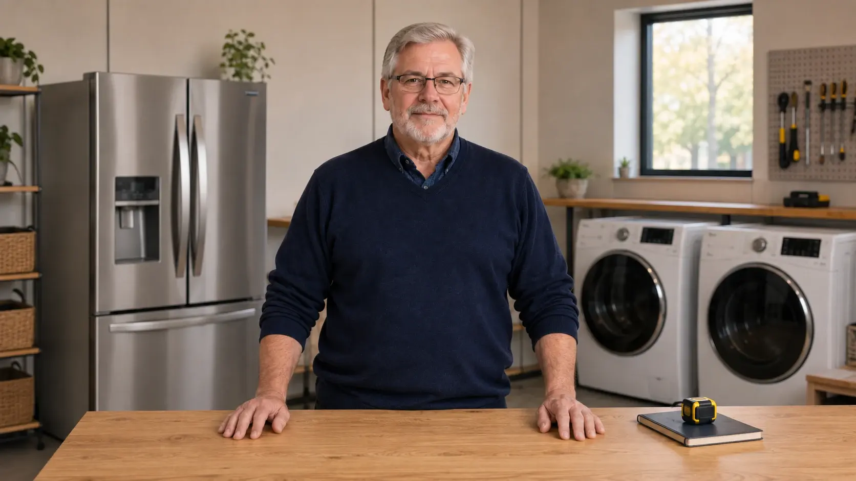 Walter in his appliance-buying workspace