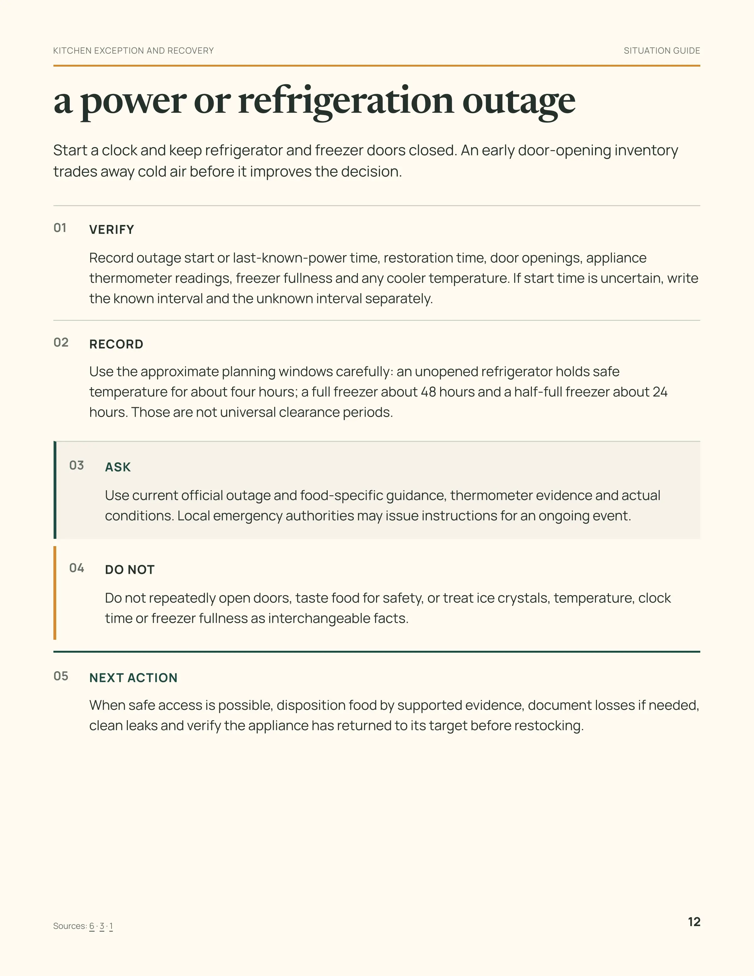Outage decision page distinguishing item-level evidence