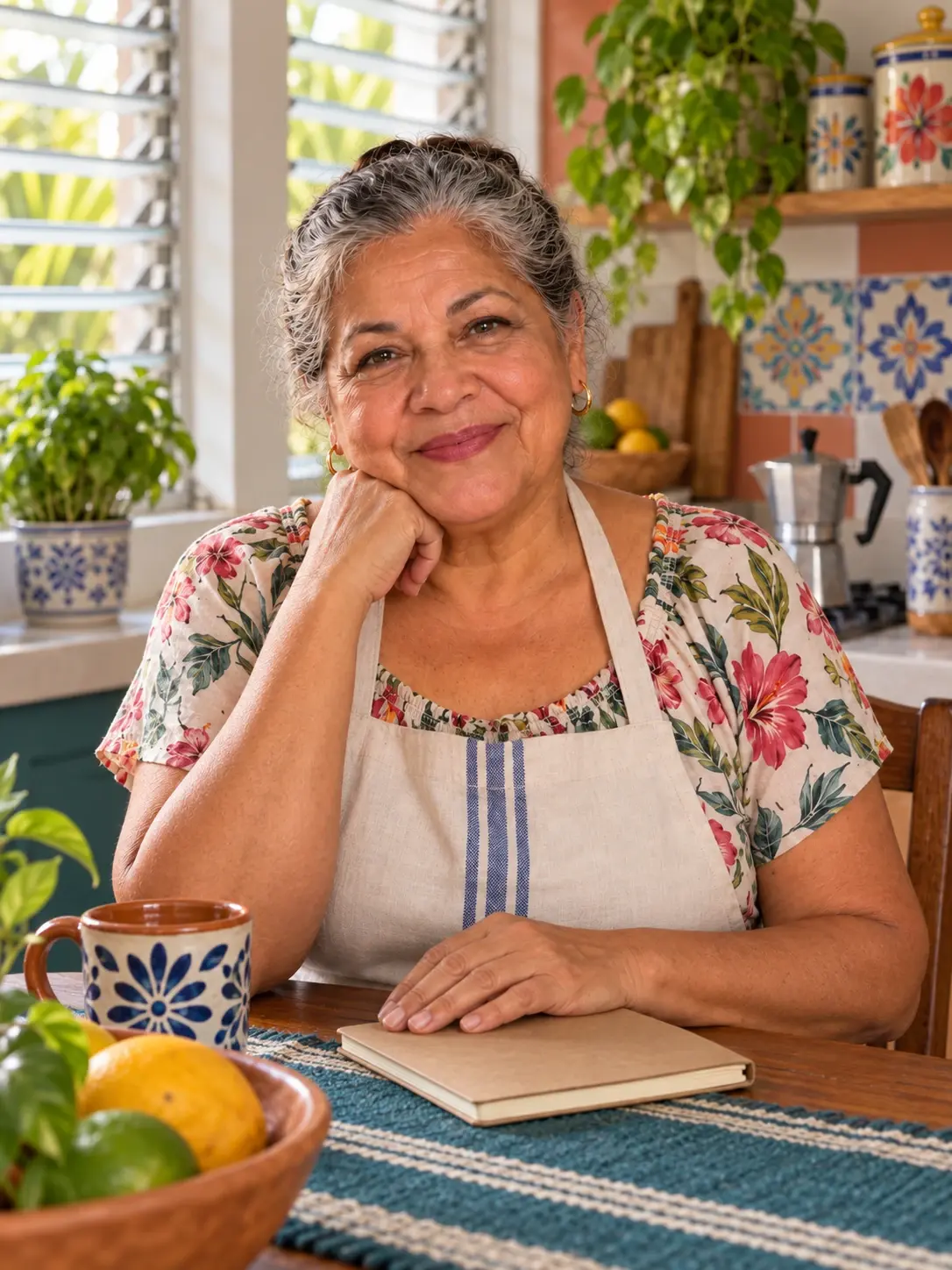 Doña Carmen in her bright pantry-minded home kitchen