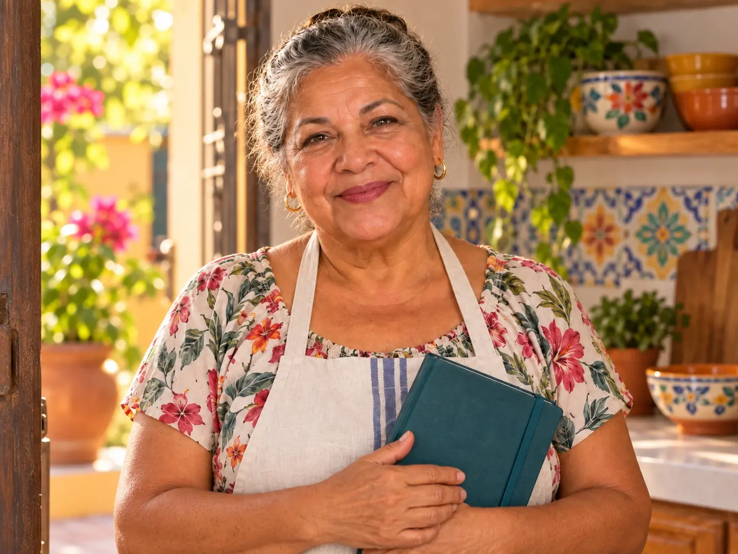 Doña Carmen in her bright pantry-minded home kitchen