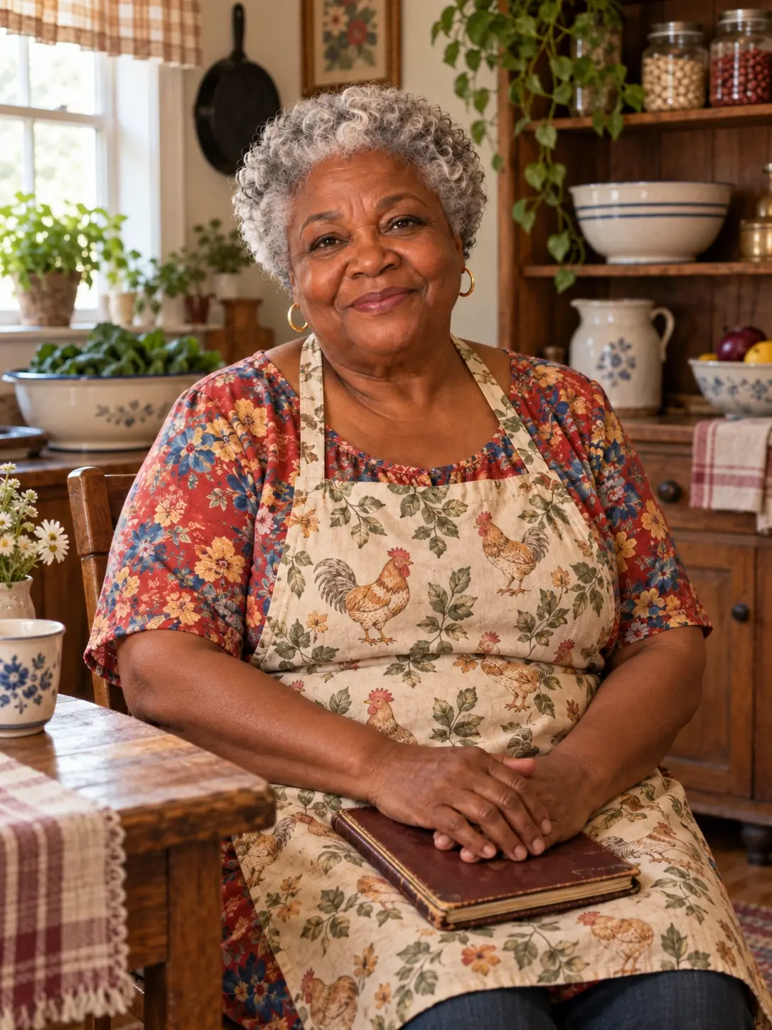 Miss Loretta in her warm family-kitchen setting