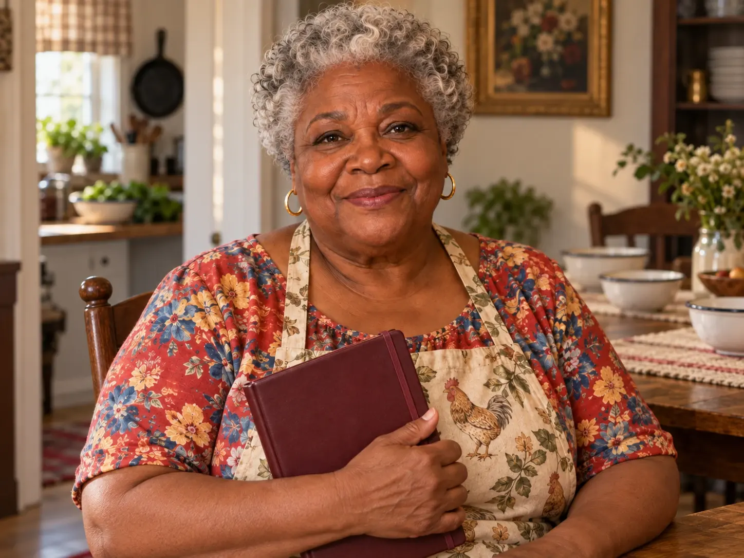 Miss Loretta in her warm family-kitchen setting